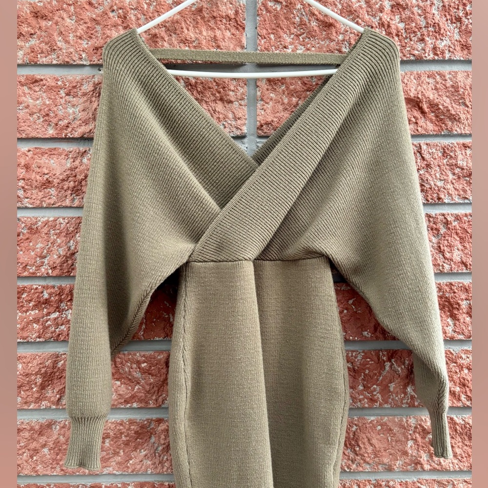 Olive Green Sweater dress - Picture 3 of 7